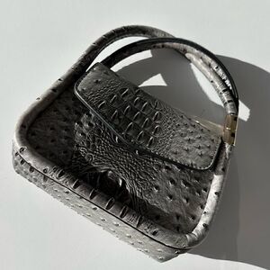 Top Handle Croc Grey Pleather Handbag